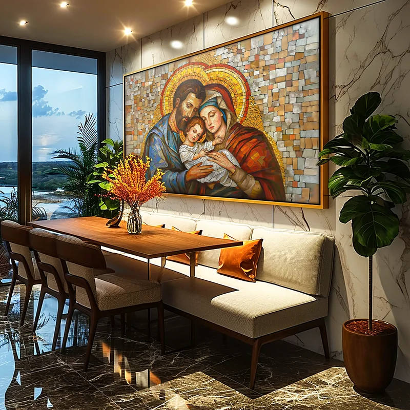 Quadro Decorativo Sagrada Família Vitral