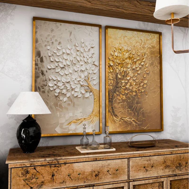 2 Quadros Decorativo Duo Árvore da Prosperidade