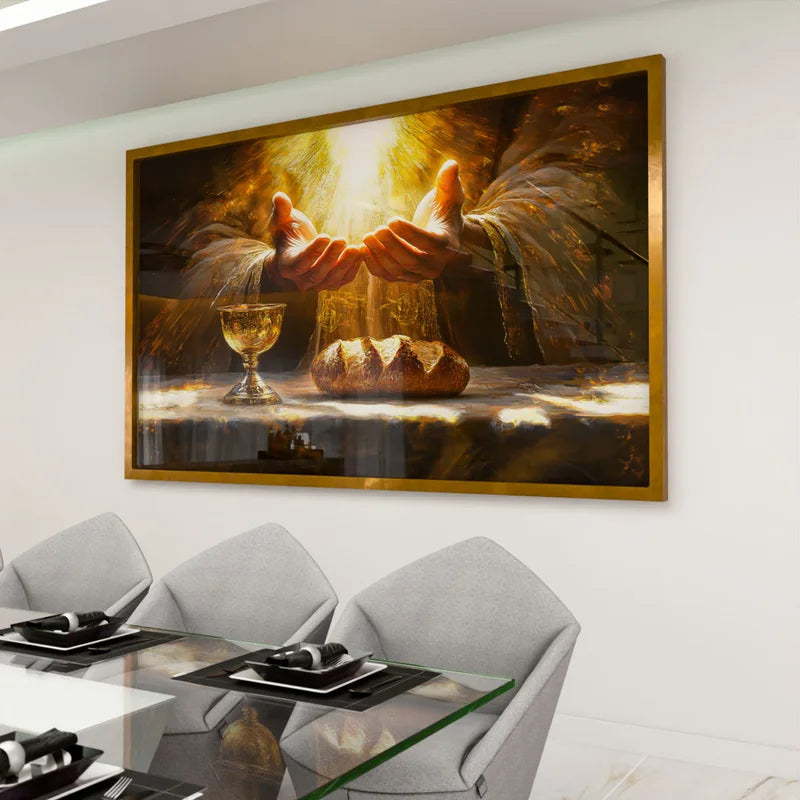 Quadro Decorativo Pão e Vinho Abençoado