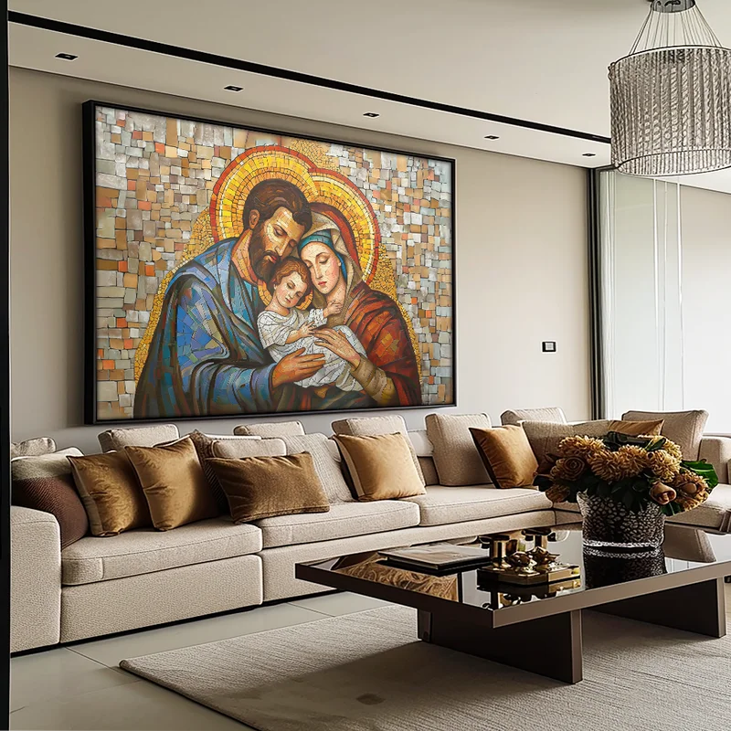 Quadro Decorativo Sagrada Família Vitral