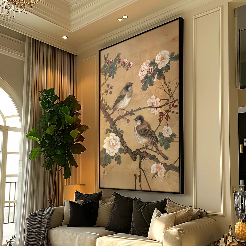 Quadro Decorativo Passarinhos nos Galhos