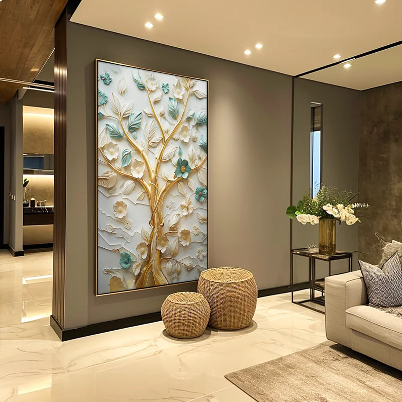 Quadro Decorativo Ramificação Árvore Dourada