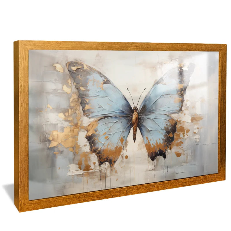 Quadro Decorativo Pintura Borboleta Azul