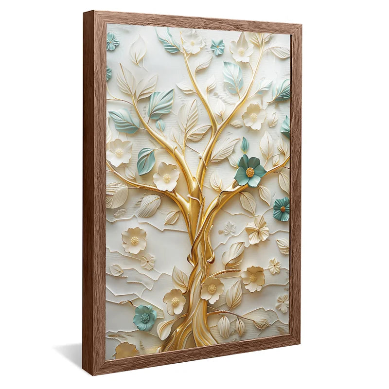 Quadro Decorativo Ramificação Árvore Dourada