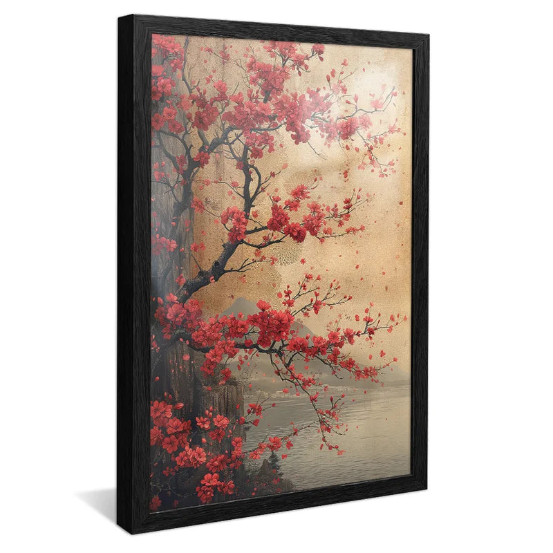 Quadro Decorativo Pintura Árvore Vermelha Elegante