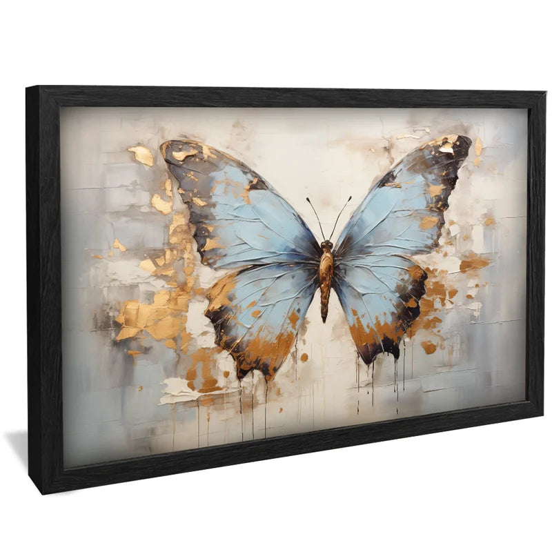 Quadro Decorativo Pintura Borboleta Azul