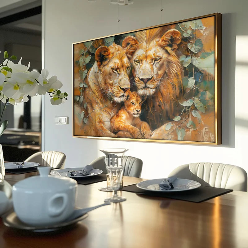 Quadro Decorativo Retrato Família Leão