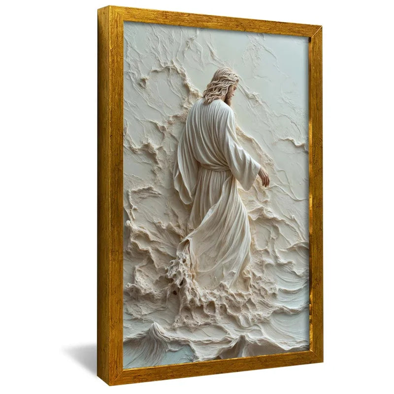 Quadro Decorativo Jesus andando nas Águas em Mármore
