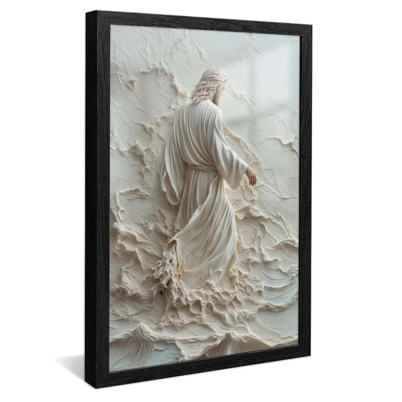 Quadro Decorativo Jesus andando nas Águas em Mármore