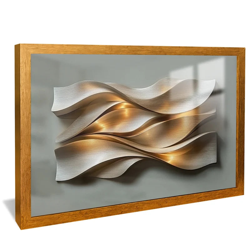 Quadro Decorativo Painel 3D Aço Escovado