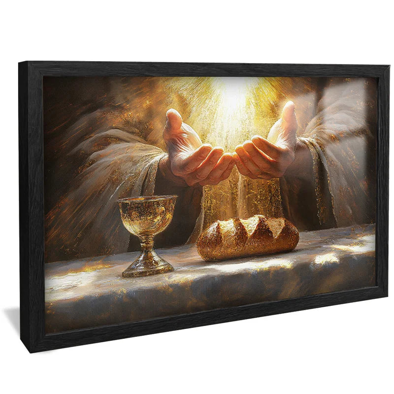 Quadro Decorativo Pão e Vinho Abençoado