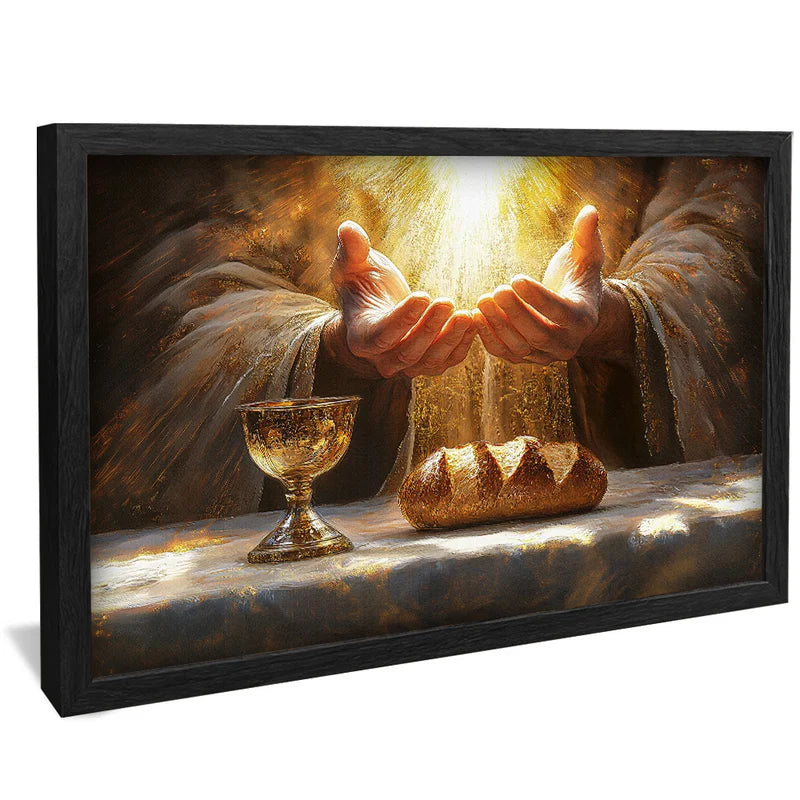 Quadro Decorativo Pão e Vinho Abençoado