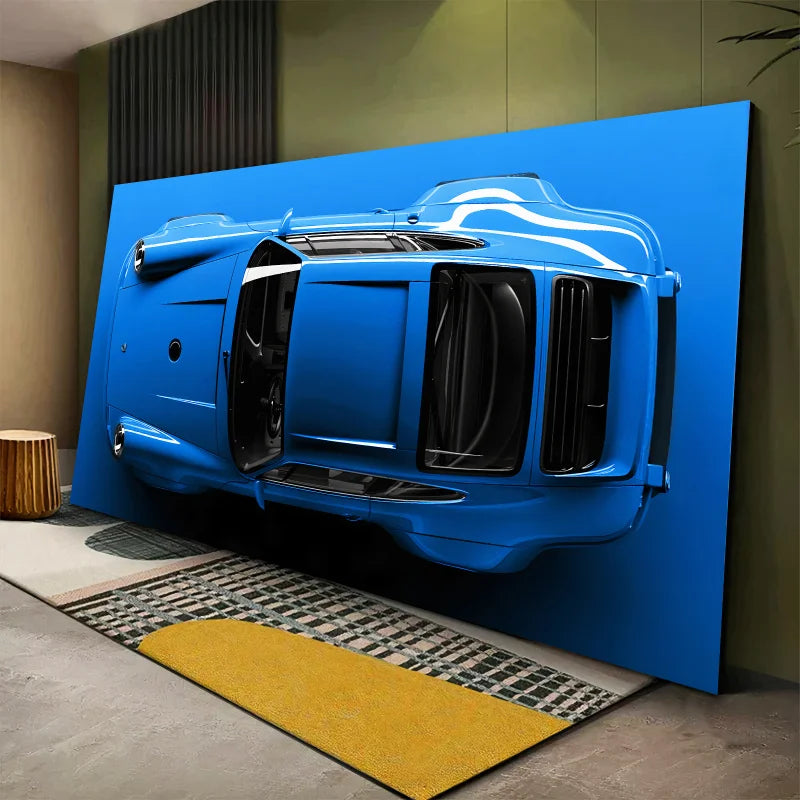 Quadro Decorativo Porsche 911 Azul Tubarão
