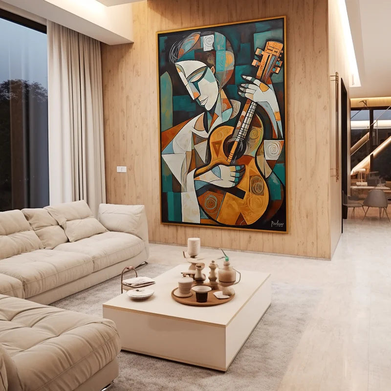 Quadro Decorativo Tocando Violão Mosaico