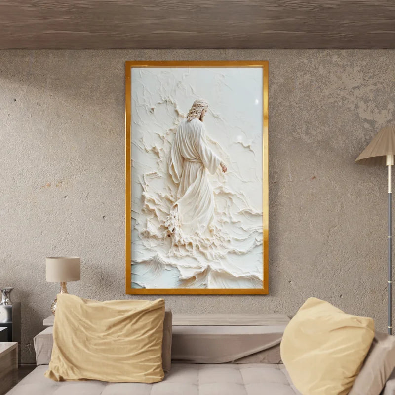 Quadro Decorativo Jesus andando nas Águas em Mármore