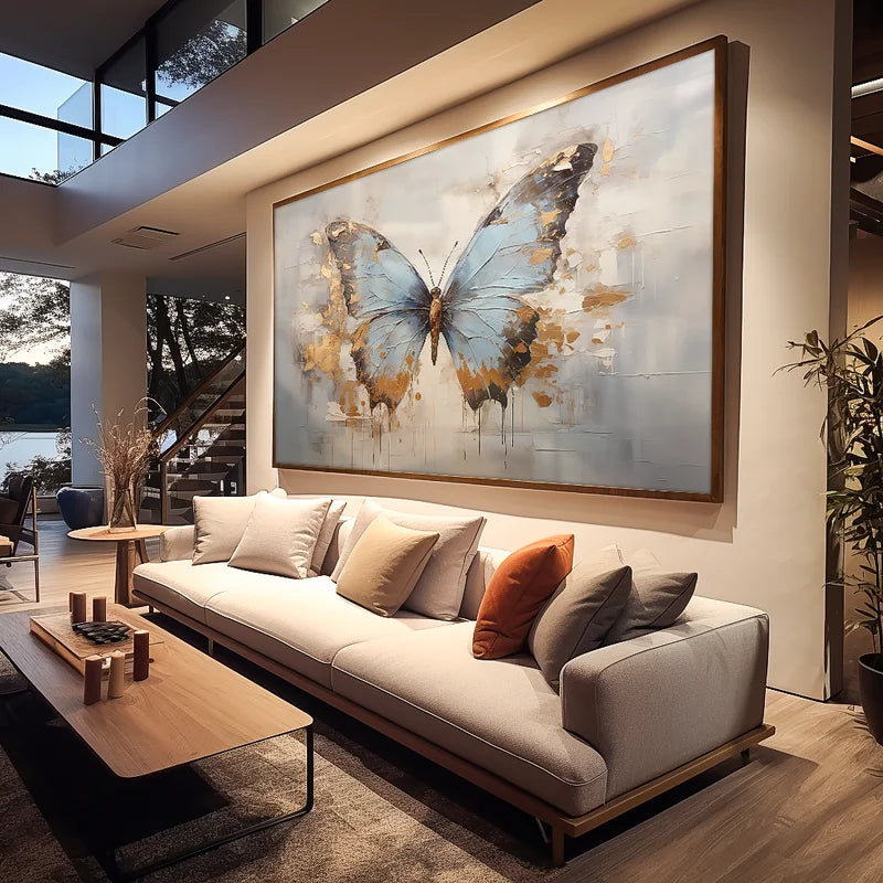 Quadro Decorativo Pintura Borboleta Azul