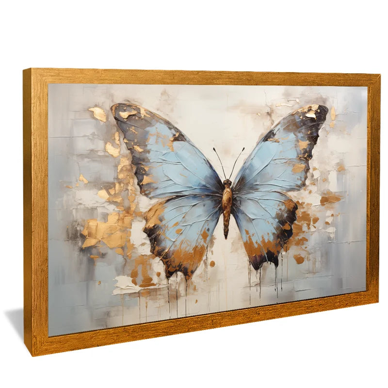 Quadro Decorativo Pintura Borboleta Azul