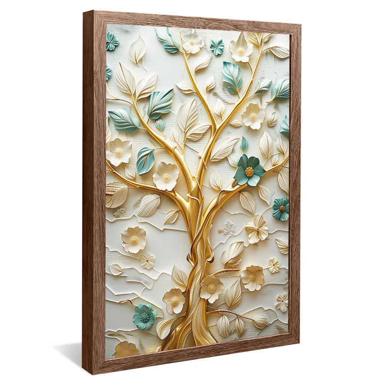 Quadro Decorativo Ramificação Árvore Dourada