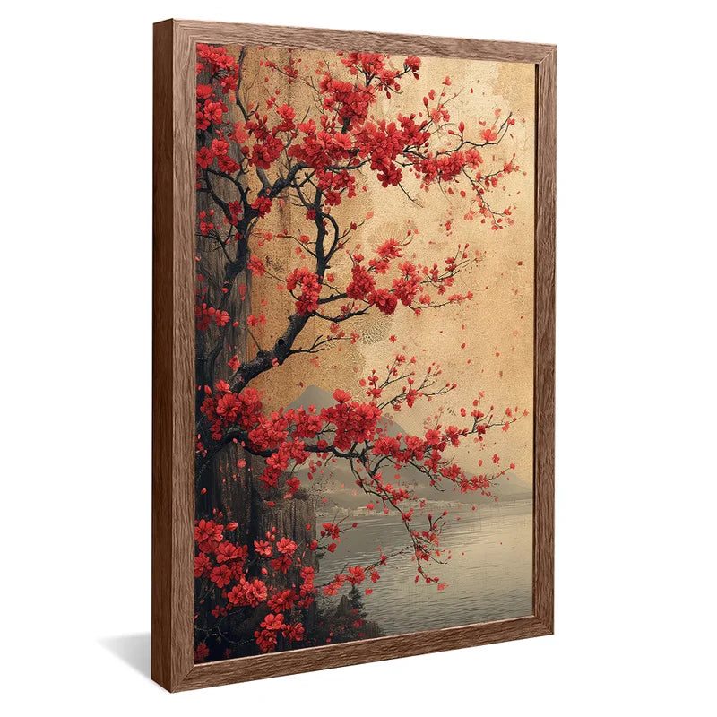 Quadro Decorativo Pintura Árvore Vermelha Elegante