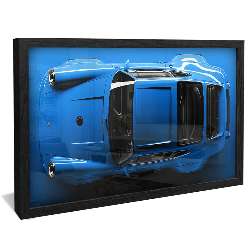 Quadro Decorativo Porsche 911 Azul Tubarão