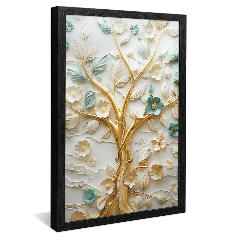 Quadro Decorativo Ramificação Árvore Dourada