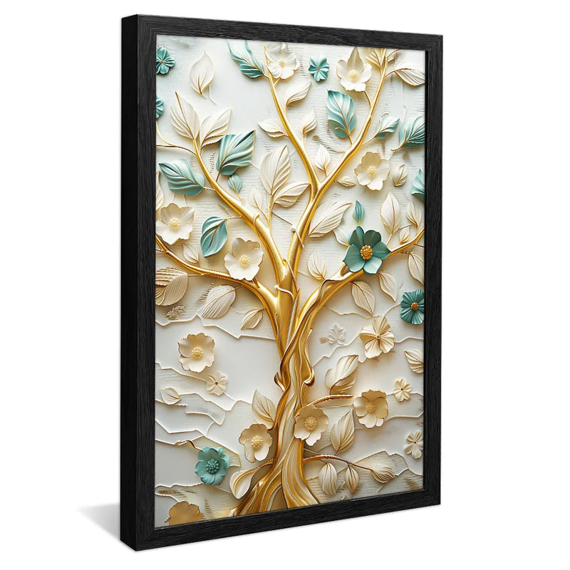 Quadro Decorativo Ramificação Árvore Dourada