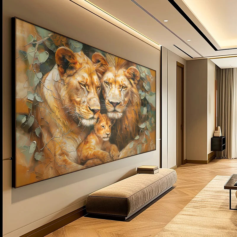 Quadro Decorativo Retrato Família Leão