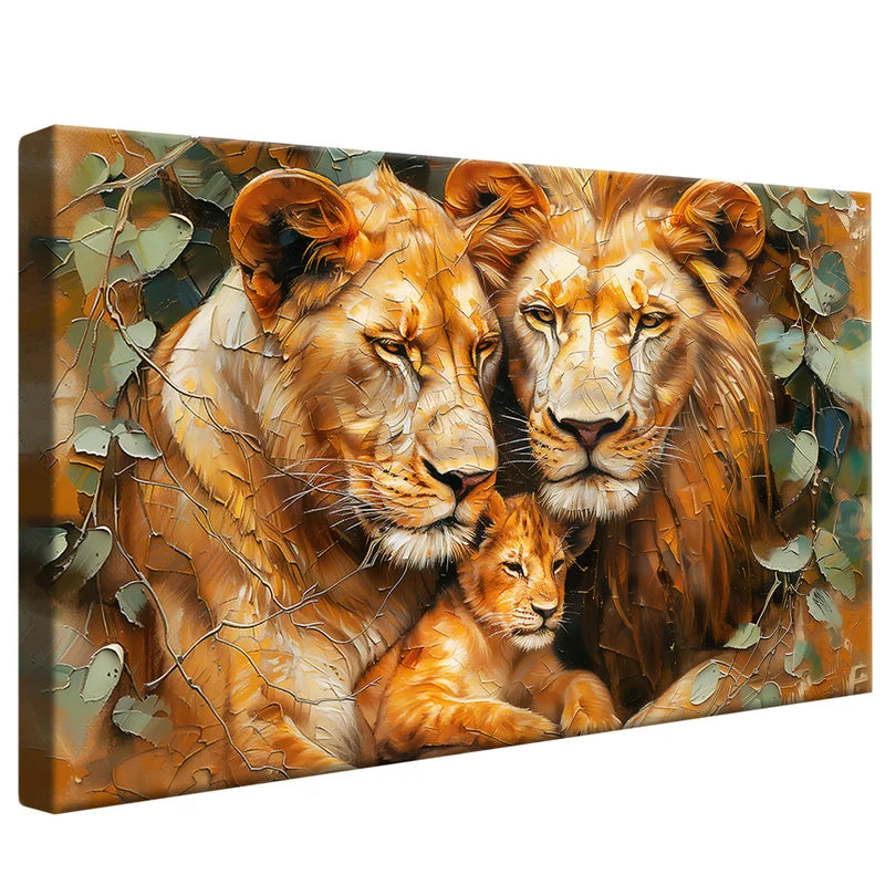 Quadro Decorativo Retrato Família Leão