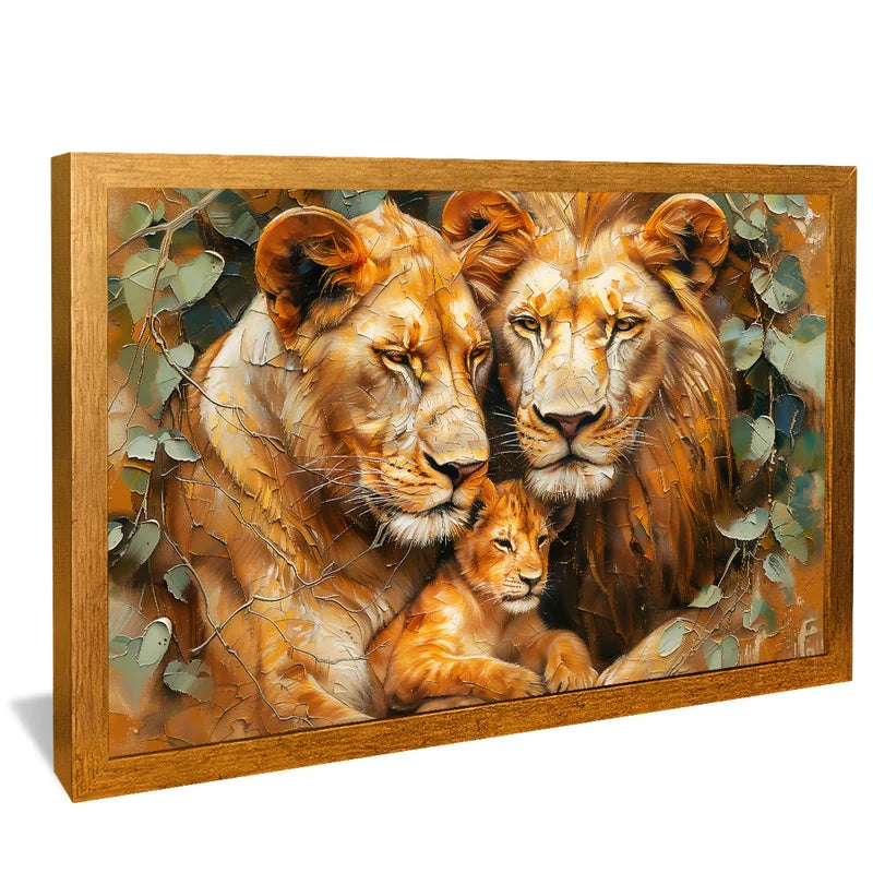 Quadro Decorativo Retrato Família Leão