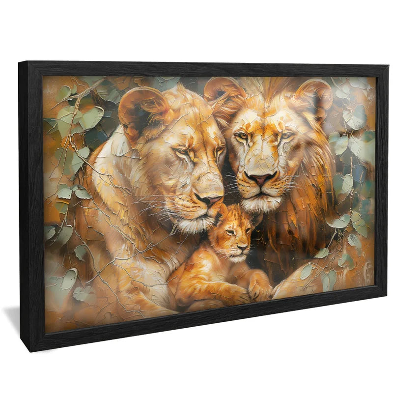 Quadro Decorativo Retrato Família Leão