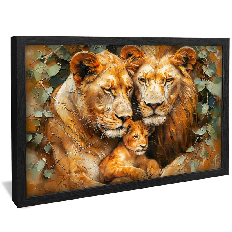 Quadro Decorativo Retrato Família Leão