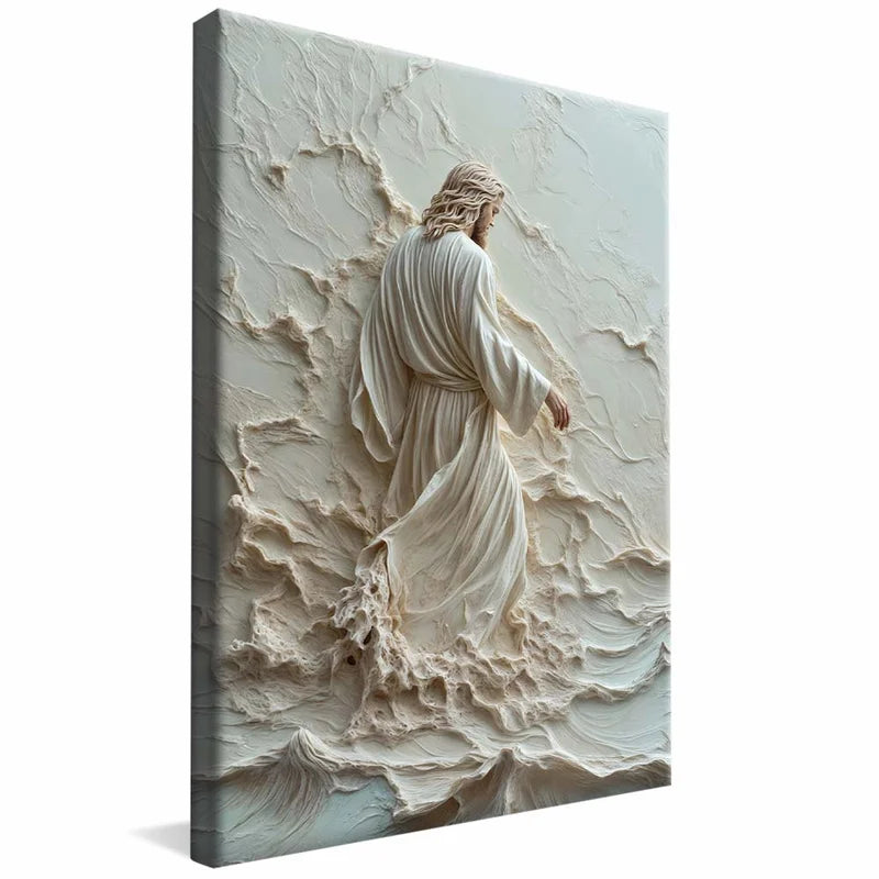 Quadro Decorativo Jesus andando nas Águas em Mármore