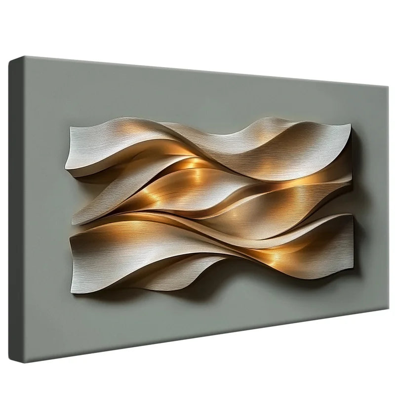 Quadro Decorativo Painel 3D Aço Escovado