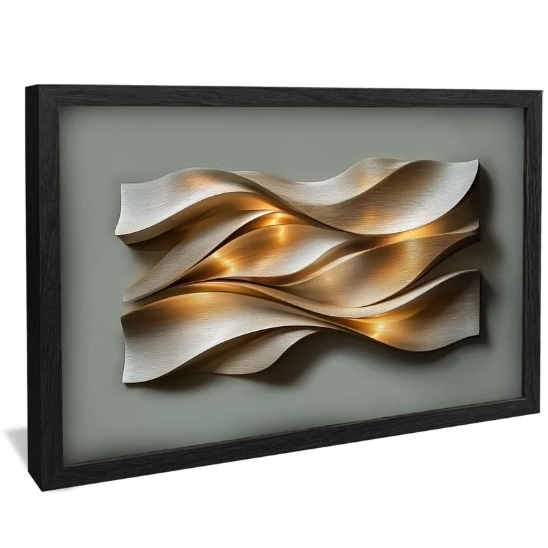 Quadro Decorativo Painel 3D Aço Escovado