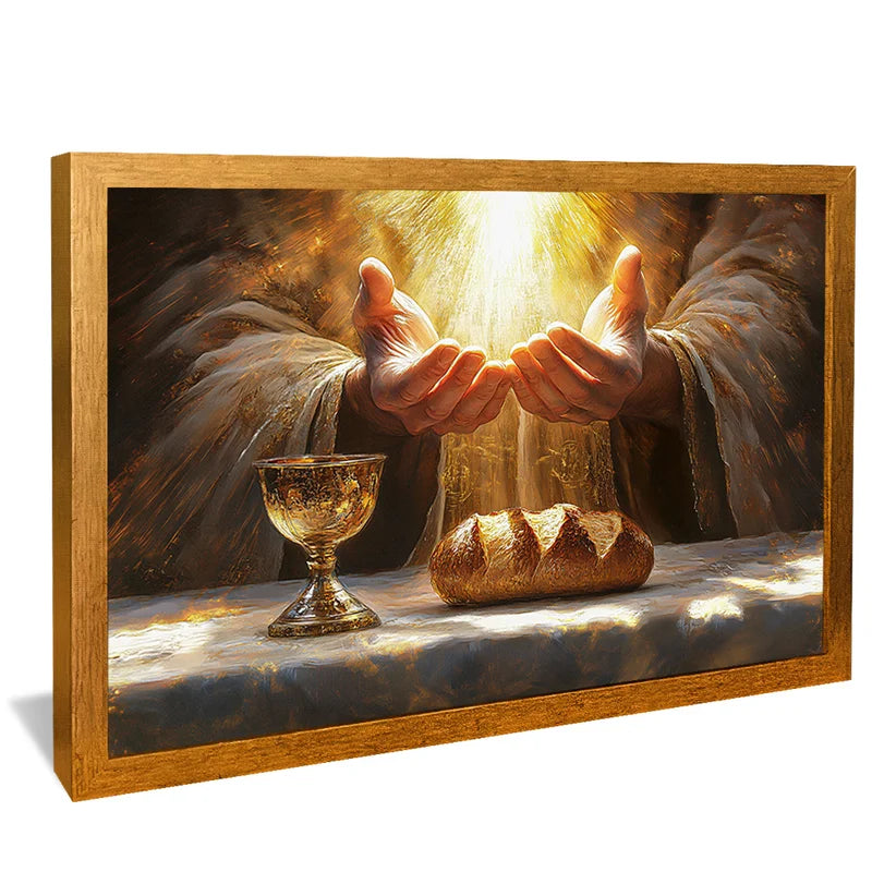Quadro Decorativo Pão e Vinho Abençoado