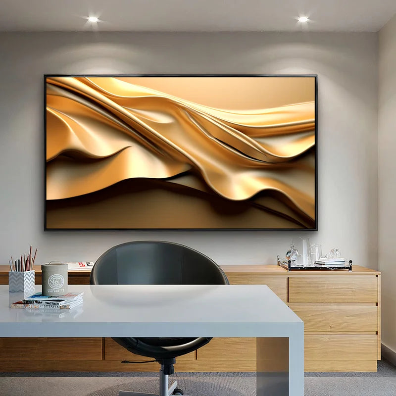Quadro Decorativo Golden abstrato 3D Luxo Moderno
