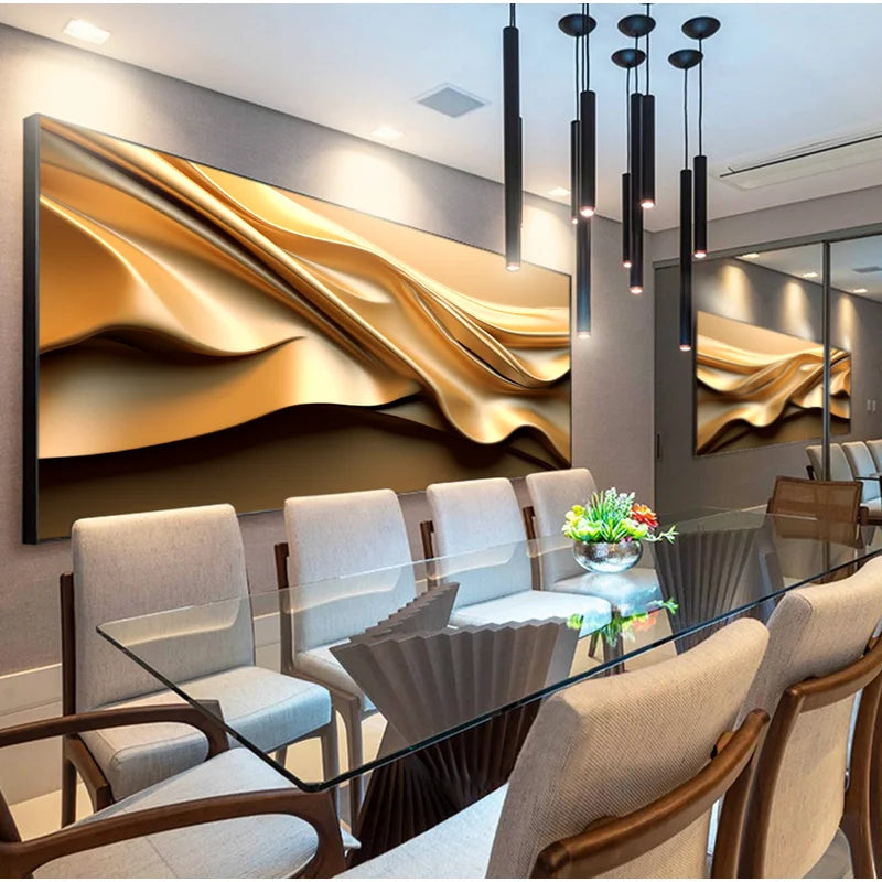 Quadro Decorativo Golden abstrato 3D Luxo Moderno